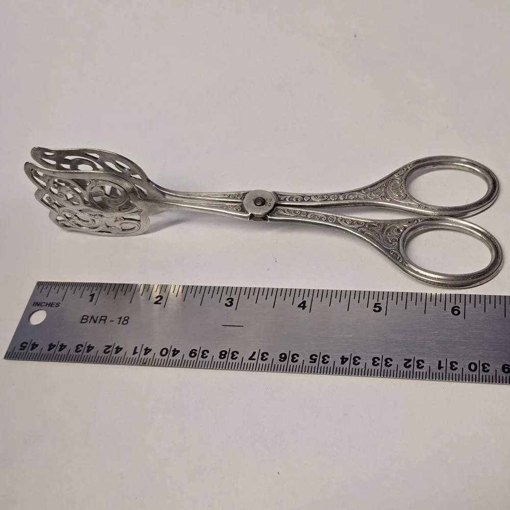 Vintage Ornate Silverplate Serving Tongs